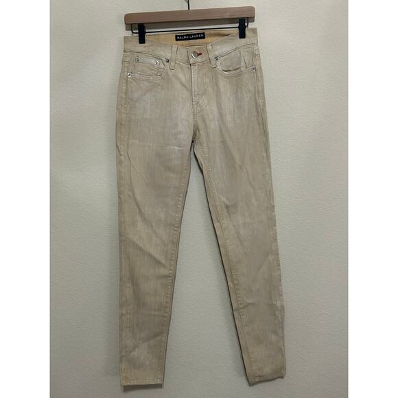 Ralph Lauren Black Label Jeans Womens Size 27 Salvage Yellow Tan Pants TINY FLAW - Picture 1 of 14